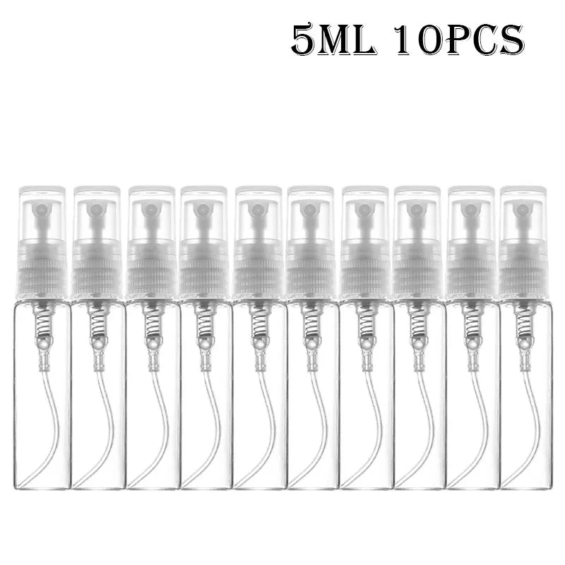 5/10Pcs 3ml 5ml 10ml Clear Mini Perfume Glass Bottle Empty Cosmetics Small Refillable Sample Perfume Atomizer Bottles