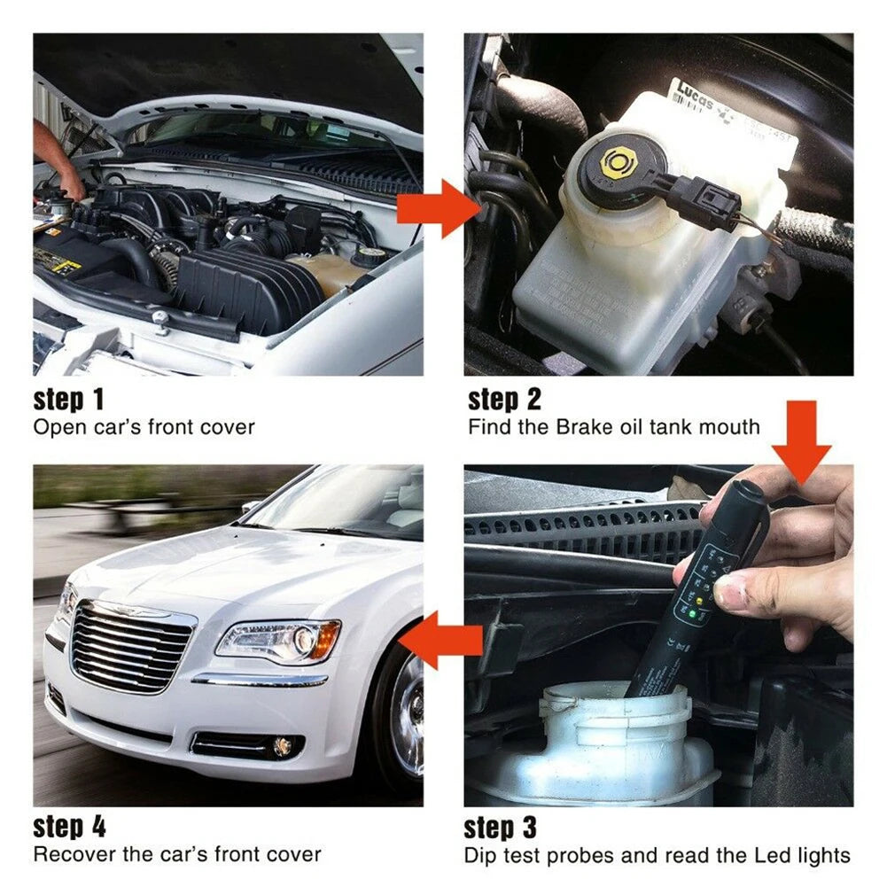 Accurate Oil Quality Diagnostic Tool 5 LED Indicator Car Brake Fluid Tester Oil Quality Detector Car Vehicle Auto Testing Tool