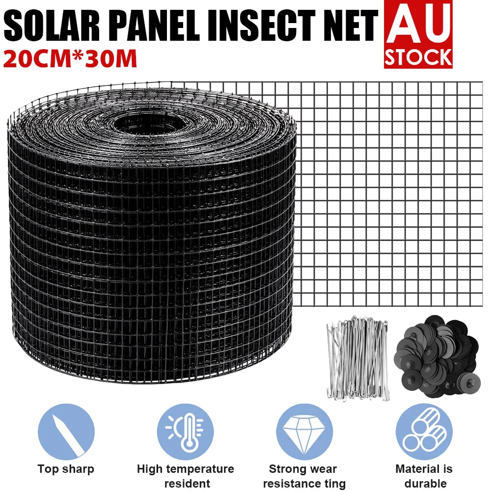 30m Solar Panel Bird Proofing KIT Stainless Steel Mesh 100 Aluminium Fasteners