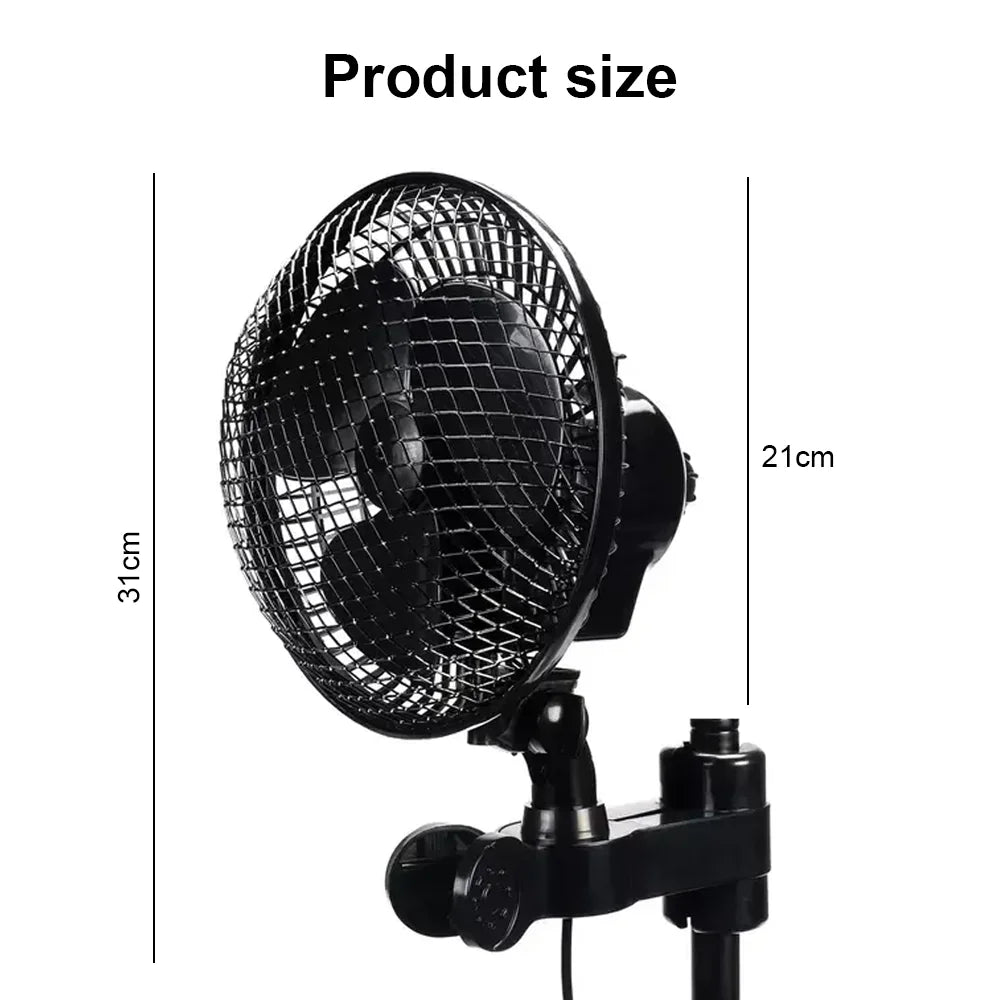 2 Speed Clip Desk Fan 160mm Quiet Vertical 6" Oscillating Fan Fit Grow Tent Pole
