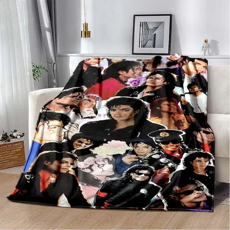 Pop Music Michael J-Jackson Printed Flannel Blanket , Warm  Soft Cozy Blanket Flannel  Livingroom  Home Decor Birthday Gift
