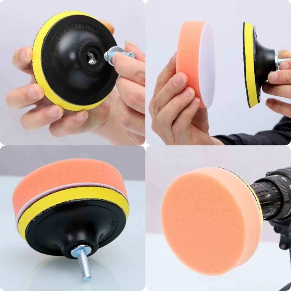 3/4/5 Inch Foam Pad Buffer Kit Reusable Car Polishing Sponge Pads Kit Wool Buffer Drill Wheel Polisher for Auto Remove Scratches