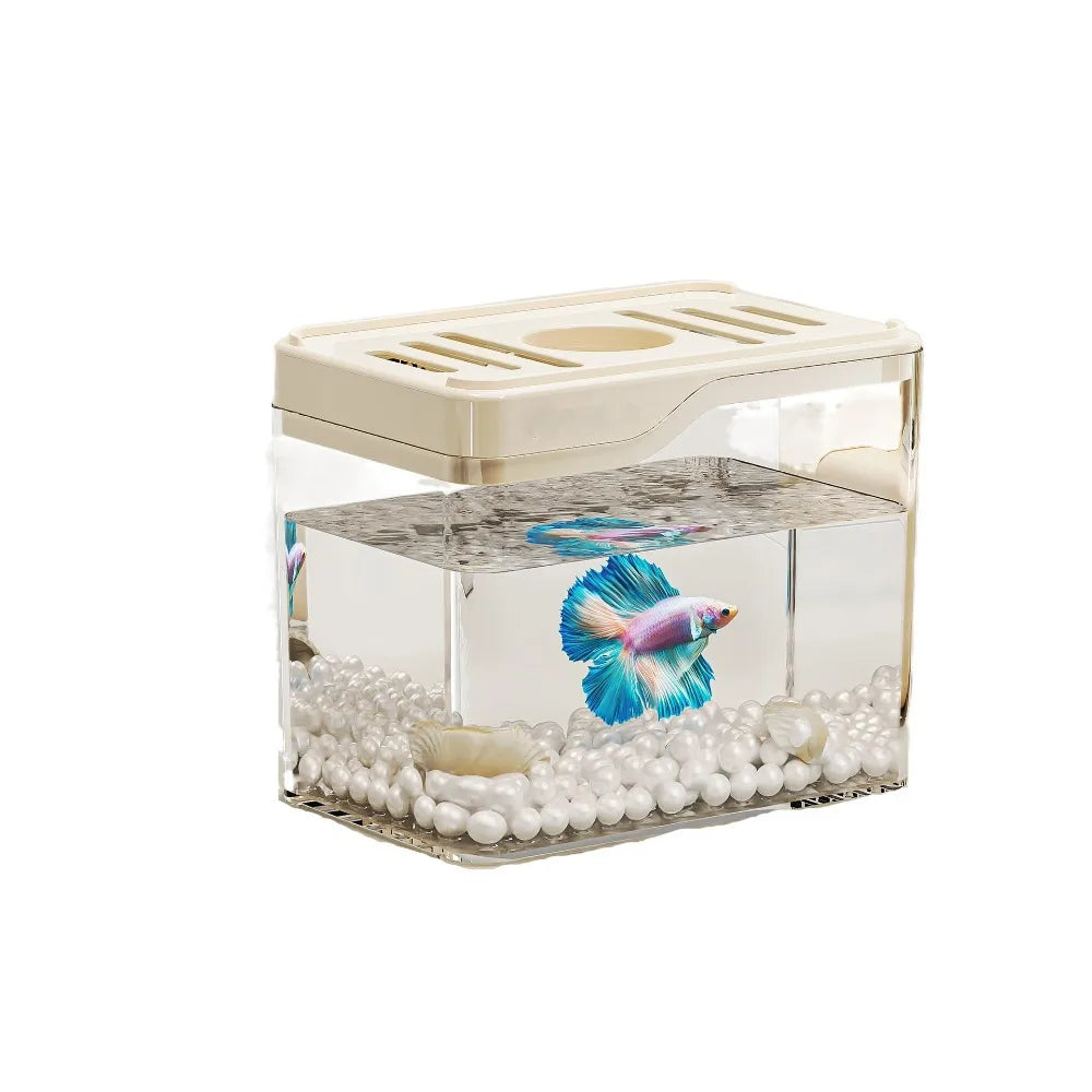 Transparent Mini Fish Tank Drop Resistant Shatterproof Turtle Tank Breathable Plastic Desktop Fish Tank Living Room