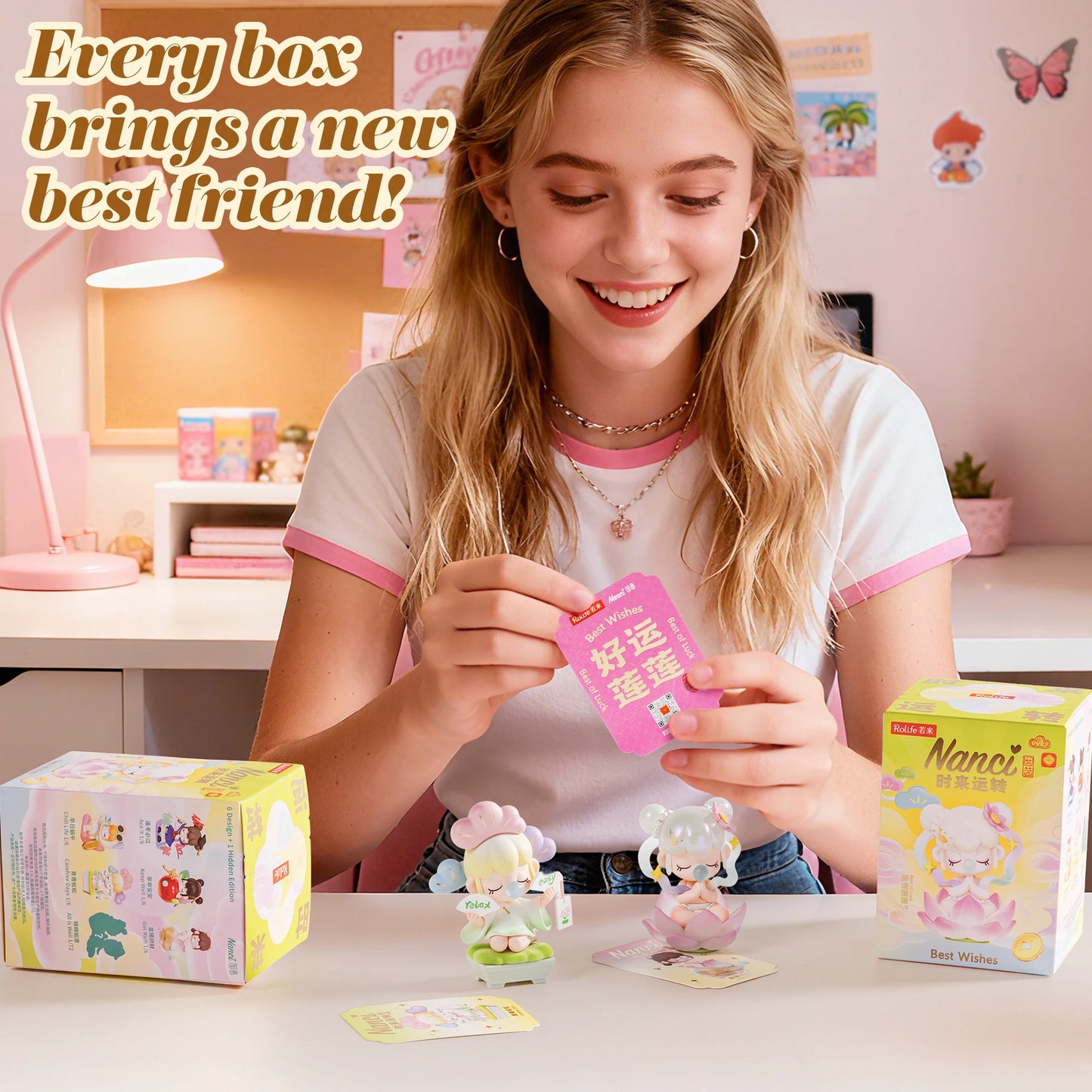 Rolife Nanci Blind Box Nanci's Best Wishes Action Figure Collectible Doll Toys Surprise Box for Kids Friends Adults