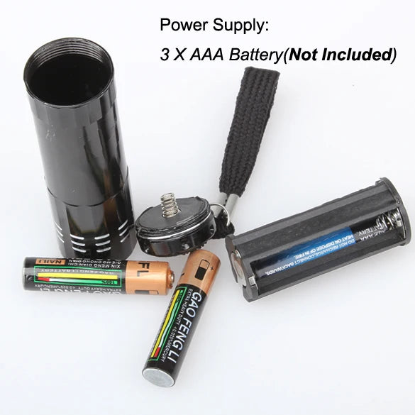 9LED Mini Flashlight Battery Powered Portable Camping Flashlight Handheld Super Bright Light for Outdoor Hiking Fishing