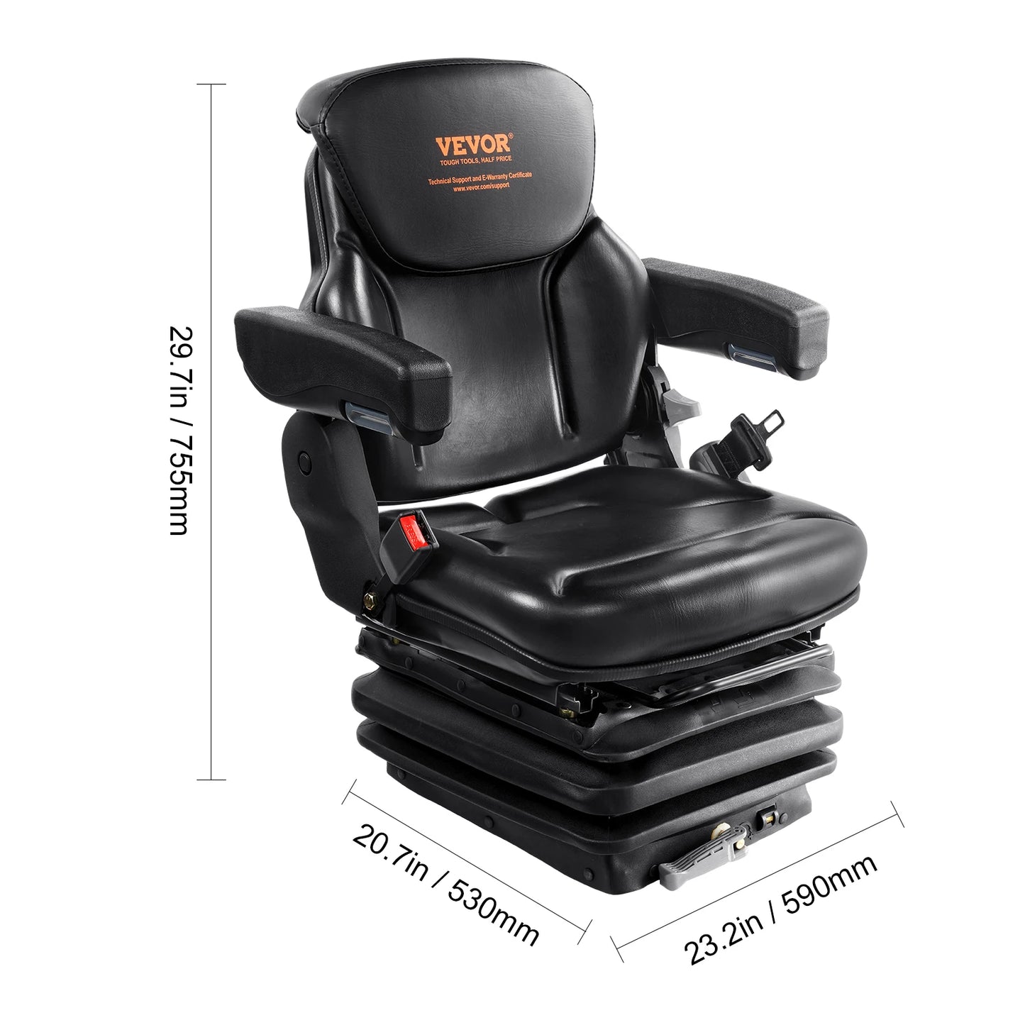 SucceBuy Universal Forklift Seat Fold Down Tractor Seat Comfortable Forklift Seat with Adjustable Angle Back and Micro Switch