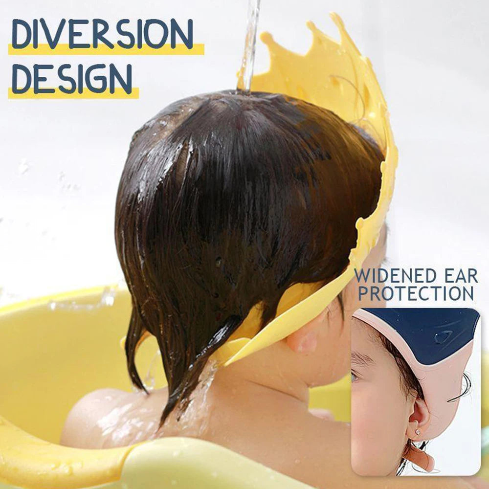 3PCS Adjustable Kids Baby Shower Cap Children Bath Wash Hair Eye Care Crown Shape Hat