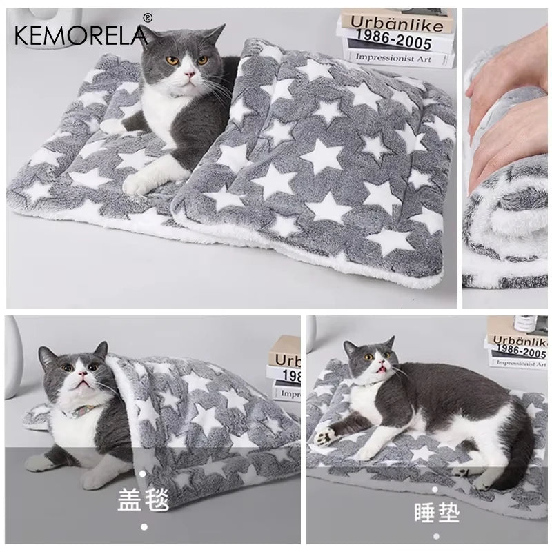 KEMORELA Flannel Pet Sleeping Mat Dog Bed Winter Puppy Bed Dog Sofa Mattress Cushion for Small Large Dog Blanket Pet Supplies