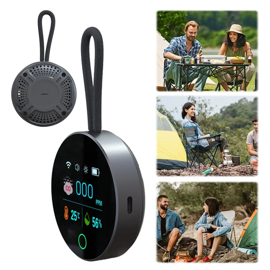3 In 1 Carbon Monoxide Detector 1000mAh Portable Gas Detector CO Detector Alarm Temp Humidity Sensor for Outdoor Camping RV Car