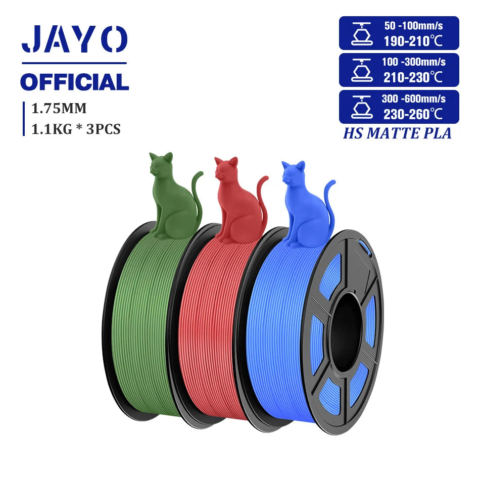 JAYO PLA Classic 1.75mm 3D Filament High Speed Matte PLA Filament For FDM 3D Printers 600mm/s High Speed Printing Materials