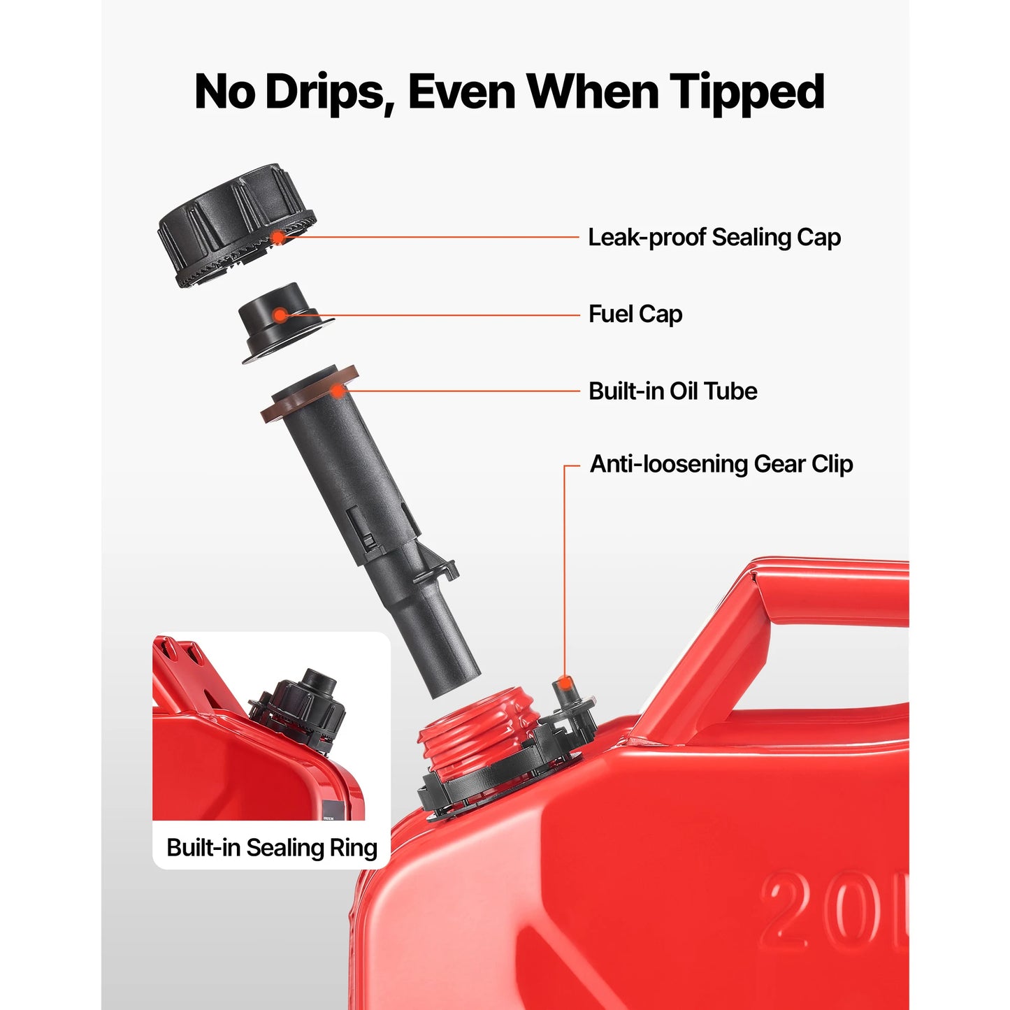 SucceBuy 1/2PCS 20L Metal Fuel Container Fuel Jerry Can with Spout & 6 L/min Max Flow Rate Gas Tank for Cars Motorcycle ATV UTV