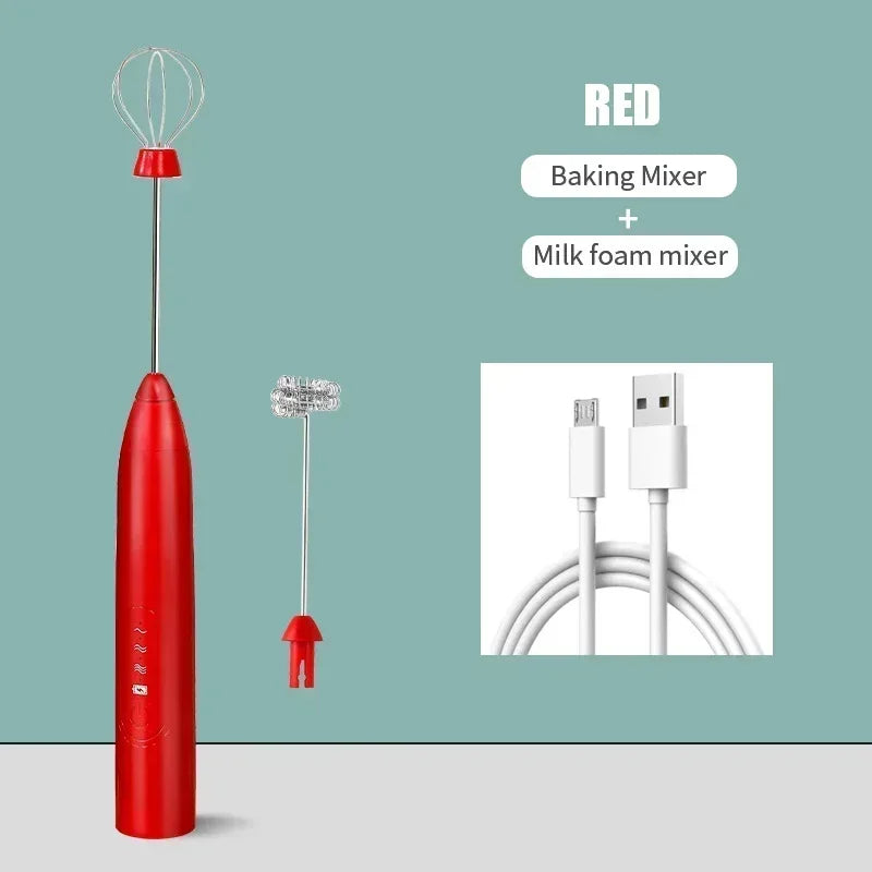 Portable USB Electric Egg Beater for Household Kitchen Handheld Egg White Coffee Frother Whipping Foam and Cream Kitchen Gadgets