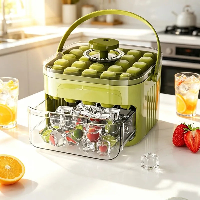 50 Grids Press Type Ice Cube Mold Double-layer Ice Cube Tray with Lid Reusable Ice Box Ice Making Tools Ice Storage Ice Machine
