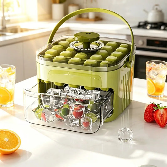 50 Grids Press Type Ice Cube Mold Double-layer Ice Cube Tray with Lid Reusable Ice Box Ice Making Tools Ice Storage Ice Machine