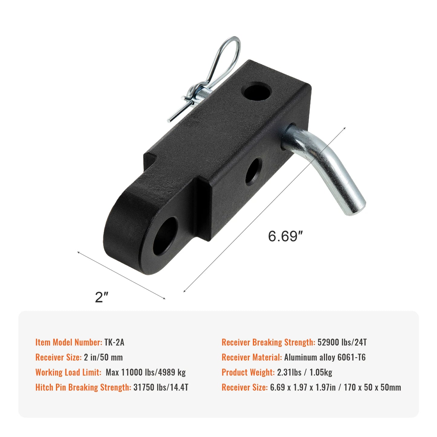 SucceBuy 52900lbs Shackle Hitch Receiver Fits 2" Receiver Towing Accessories w/ Trailer Hitch Lock Pin for Truck Jeep Off-Road
