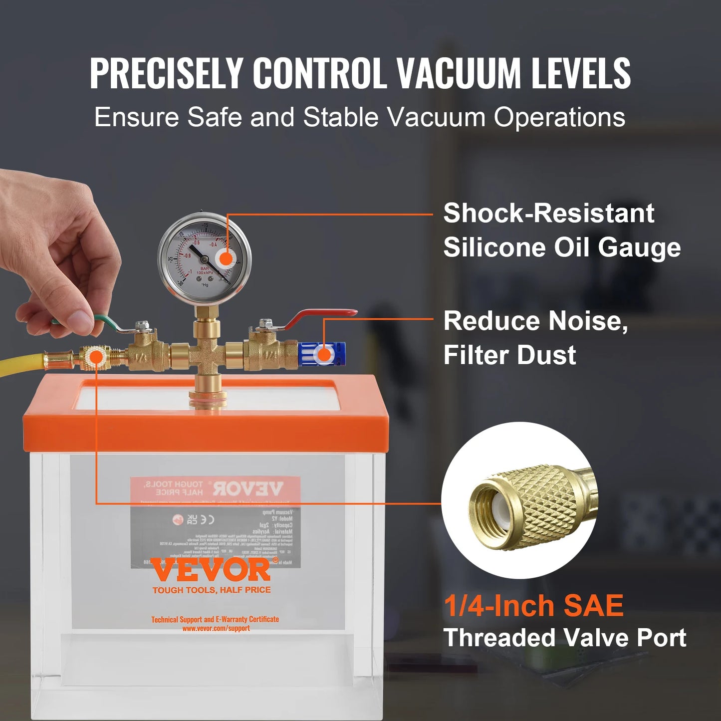 SucceBuy 2 Gallon Vacuum Chamber Upgraded Multipurpose Acrylic for Resin Silica Degassing Gel Gypsum Degassing Vacuum Extraction