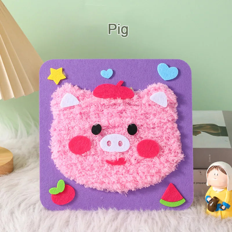 DIY Cartoon Animal Embroidery Doll Kits Fun Non-woven Fabric Threading Sewing Boards Kids Children Handmade Crafts Toys Gifts