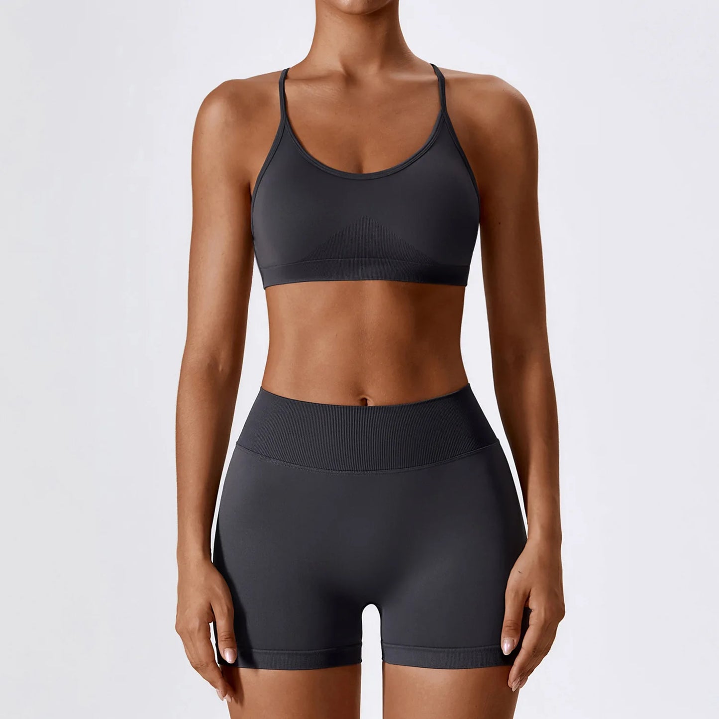 Seamless Women Yoga Suit 2pieces Fitness Gym Clothing Sports Set Sports Underwear High Waist Shorts Gym Workout Running Yoga Set
