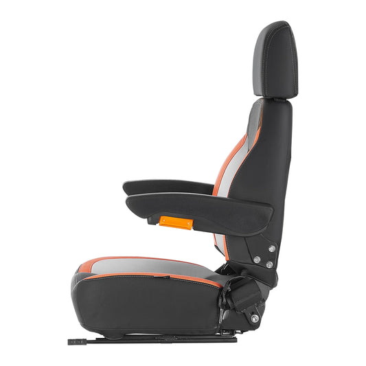 SucceBuy Universal Forklift Seat Tractor Seat with Adjustable Back Armrest Headrest &Safety Belt Secure Tractor Seat with Switch