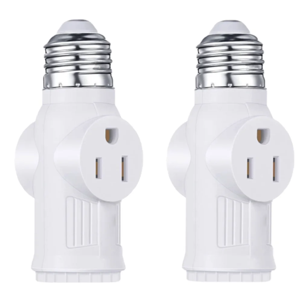 2 Pack Light Socket Adapter Lamp Holder Light Bulb To 2/3 Prong Outlet Adapter for Garages Living Rooms Hallways and More