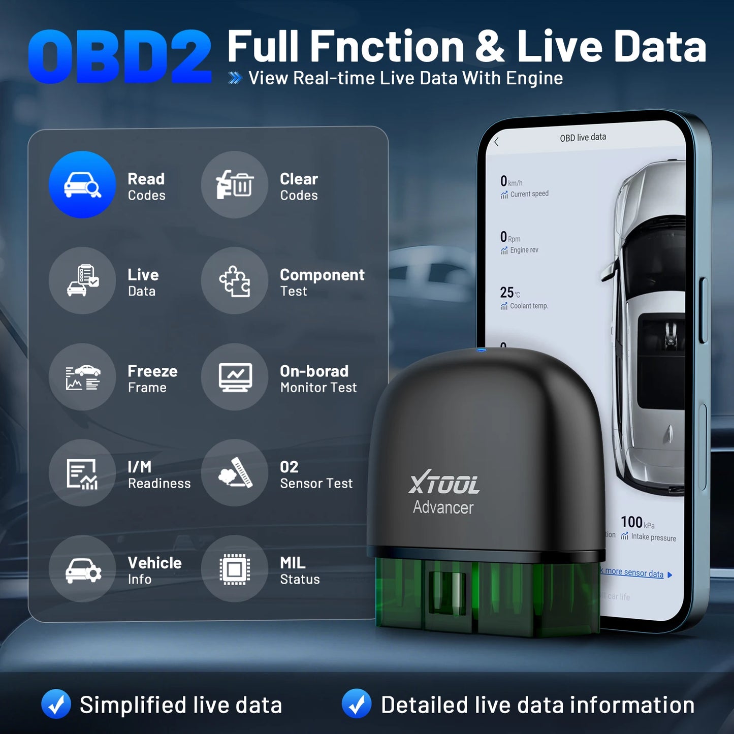 XTOOL Advancer AD20 PRO All System Car Diagnostic Tools Full OBD2 Scanner Battery Check Oil Reset Read/Clear Code Free Update