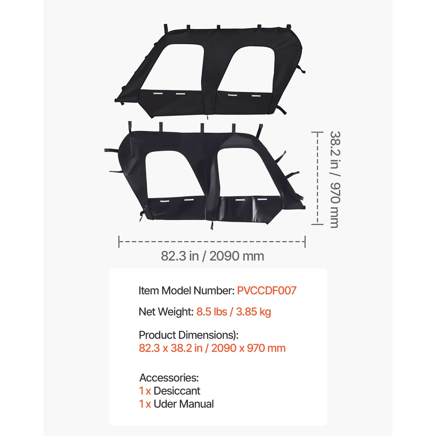 SucceBuy Cab Enclosure Upper Doors Compatible w/Polaris RZR PRO 2020-2024/Polaris RZR Turbo2022-2024 Soft Upper Doors Window Kit