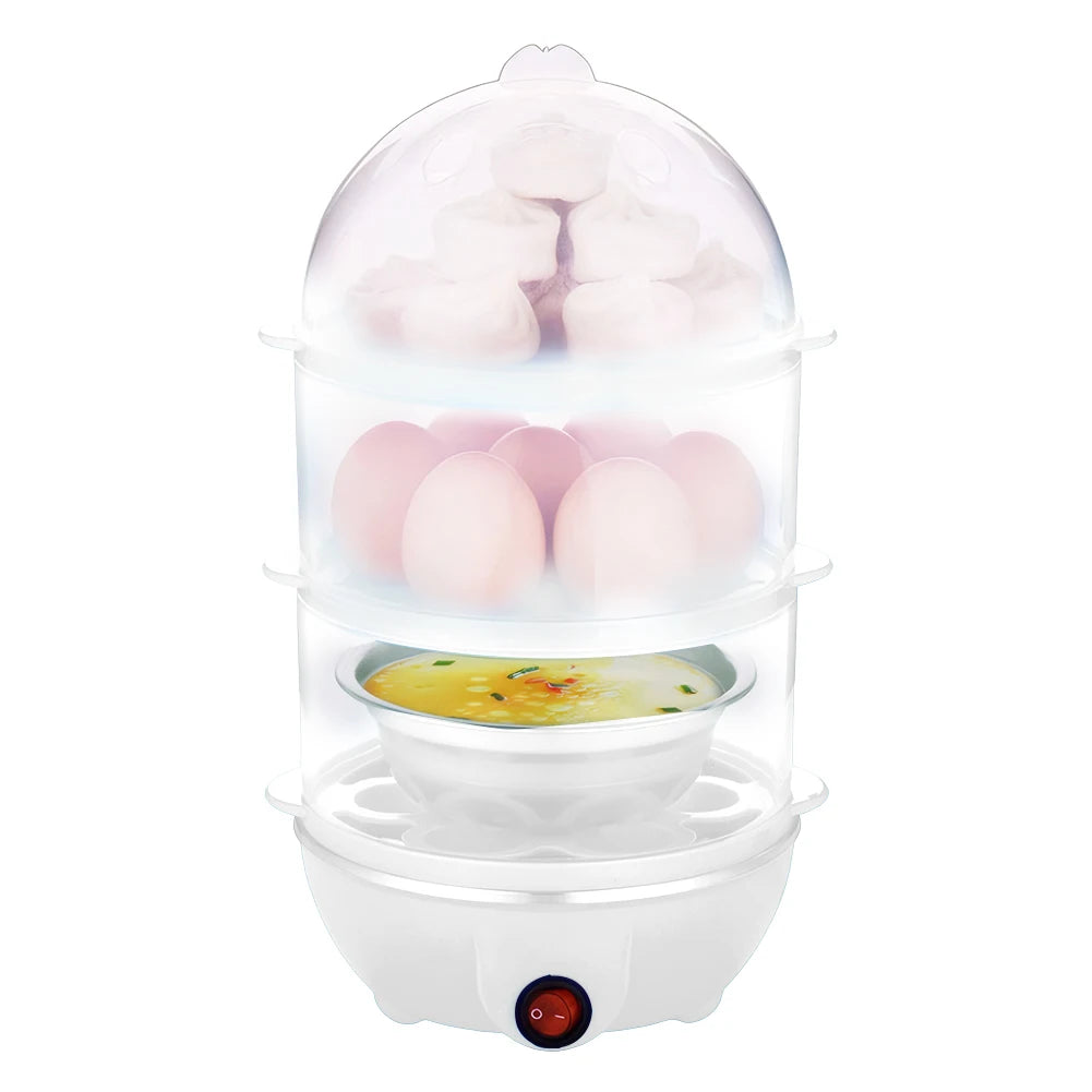 220V Electric Egg Boiler Rapid Heating Multifunctional Egg Cooker Auto-Off Portable Milk Steamer for Cooking Breakfast Machine