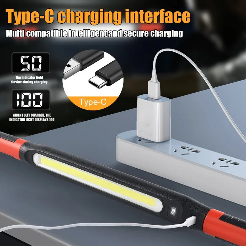 1PC Rechargeable LED Mechanic Work Light 1200LM Magnetic 360 Degree Swivel Flashlight For Car Repair Auto Garage Workshop Use