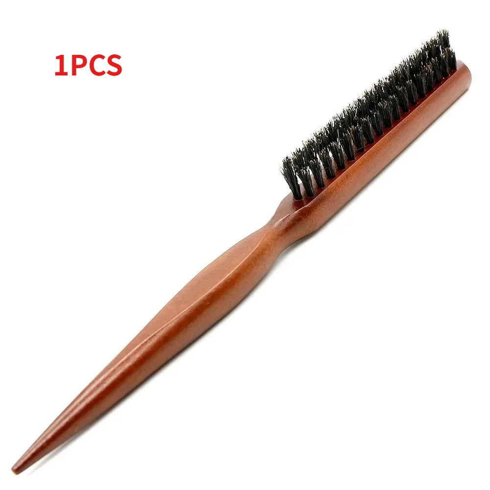 Boar Bristle Hair Brush – Anti-Static Scalp Massage Paddle Brush, Professional Stylist Tool for Teas Tool, Imitation Wood Handle