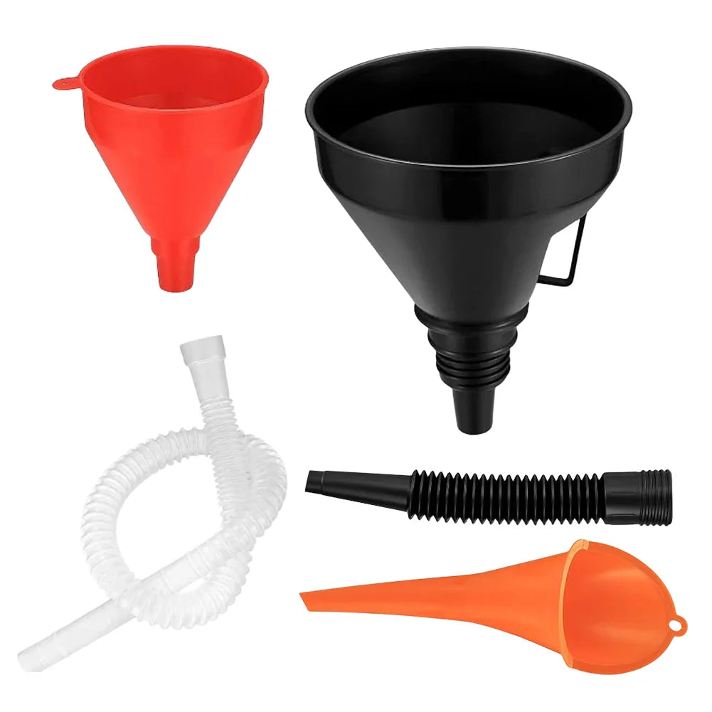 Car Engine Refueling Funnel with Filter Engine Oil Filling Funnel Set Gasoline Oil Fill Universal Tool for Auto Motorcycle Truck