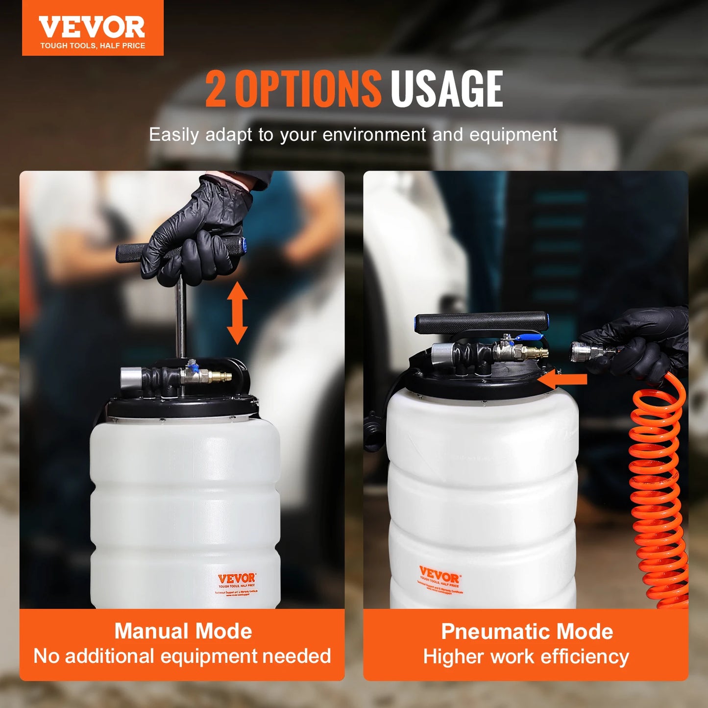 SucceBuy 6.5L/15L Pneumatic/Manual Fluid Extractor with Suction Hose Oil Changer Pump for Automotive Fluids Vacuum Evacuation
