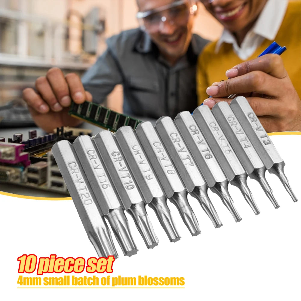 10pcs Torx Screwdriver Bits Set Professional 4mm Plum Blossoms Repair Bit Hand Tool Accessories for Repairing Mobile Computer