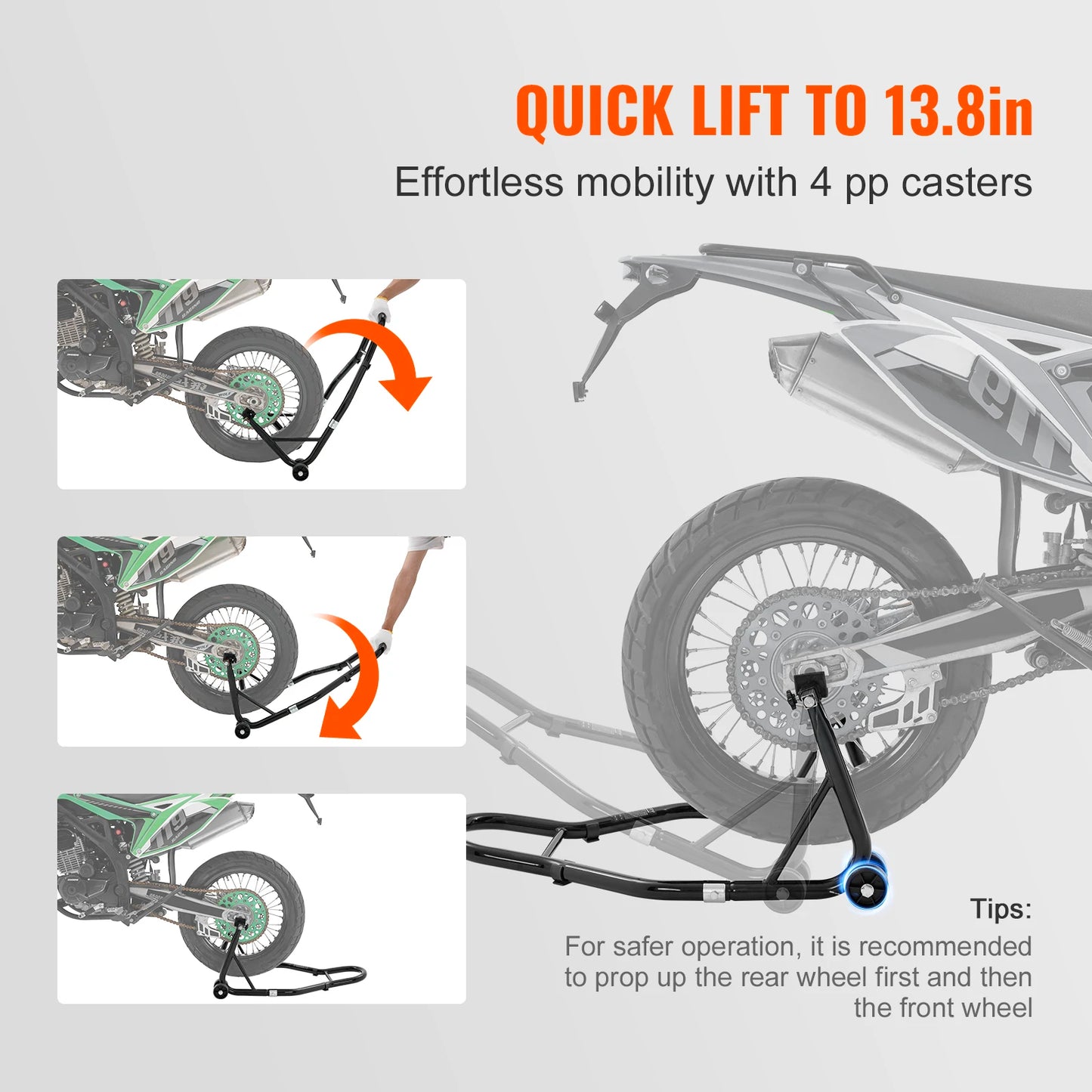 SucceBuy Motorcycle Stand Lift 850lbs Front Rear Combo Stand Lift Stand Front and Wheel Fork Stand Heavy Duty Rear Wheel Stand
