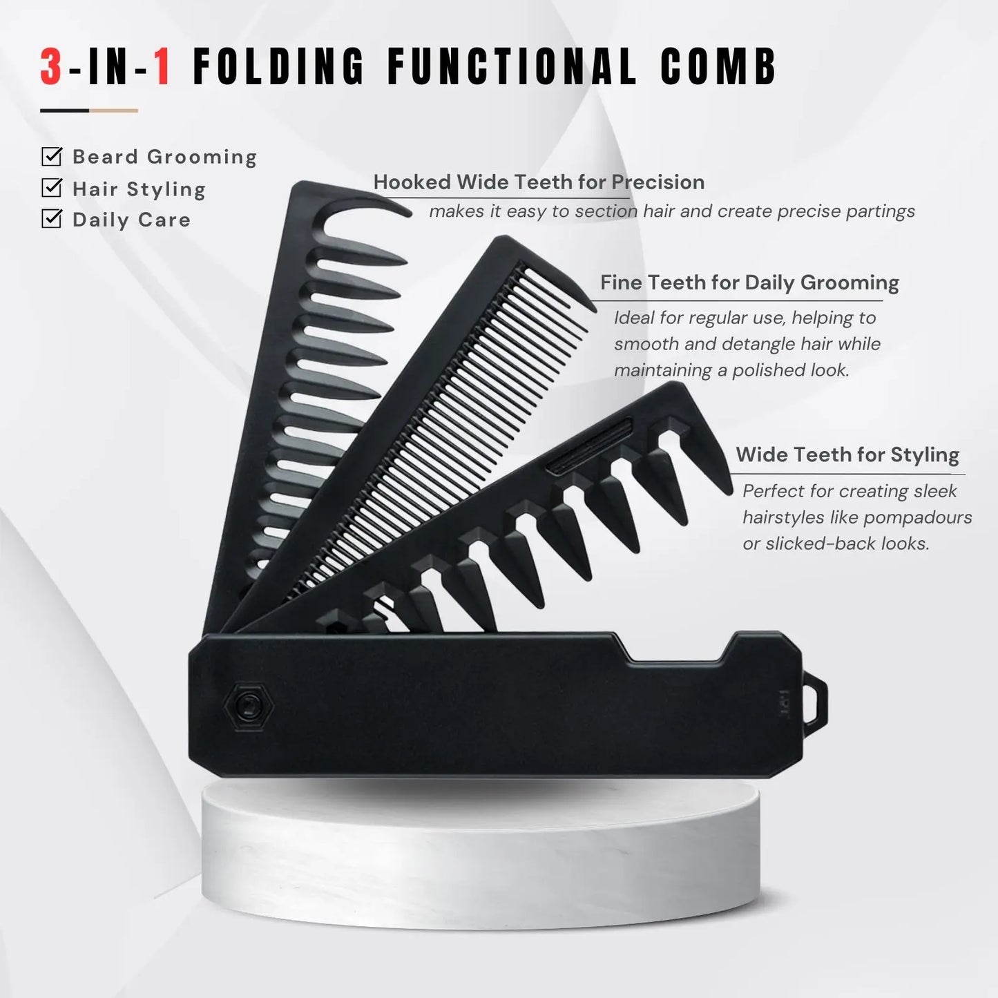 Mulitfunctional Folding Hair Comb Wide Tooth Oil Head Styling Beard Comb Hair Clipper Combs 1/2/3 in1 Portable Hairdressing Comb