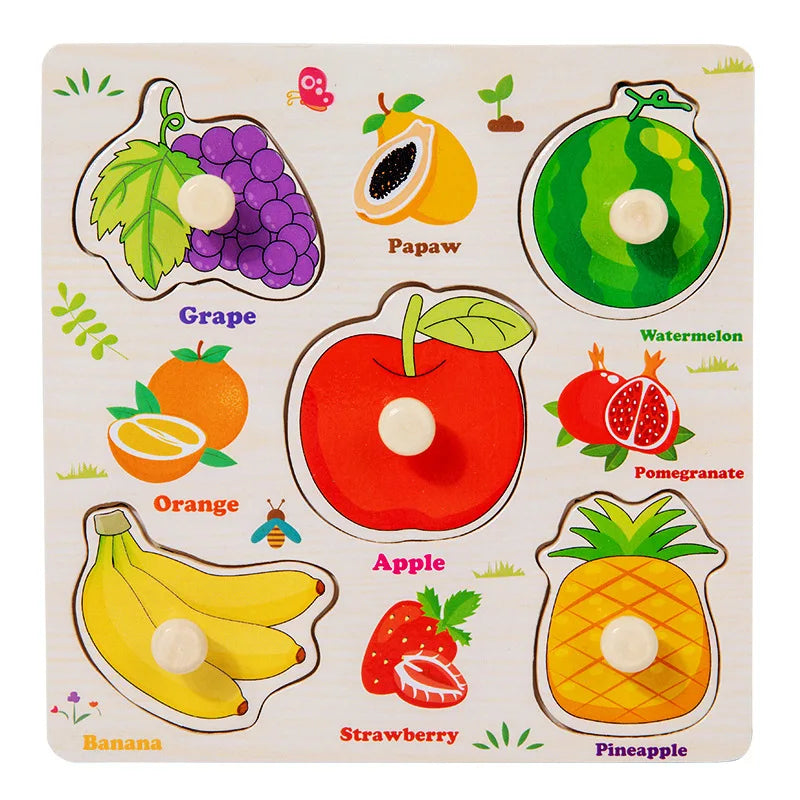 Montessori Baby Wooden Puzzle Toys Kids Educational Game 3D Cartoon Animal Jigsaw Puzzle Toys Activity Board for Child 2 3 Years