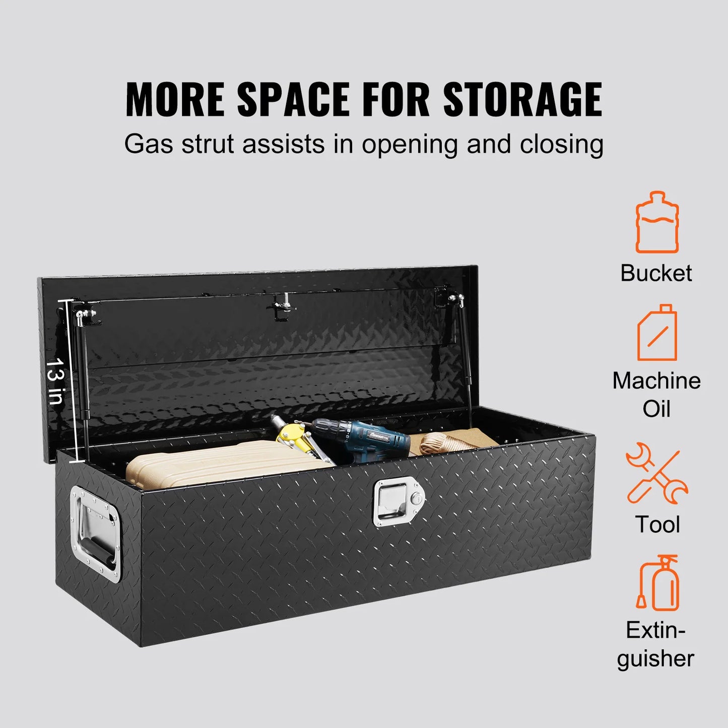 SucceBuy Heavy Duty Aluminum Truck Bed Tool Box Plate Tool Box w/ Side Handle Lock Keys Storage Tool Box for Pickup Truck Bed