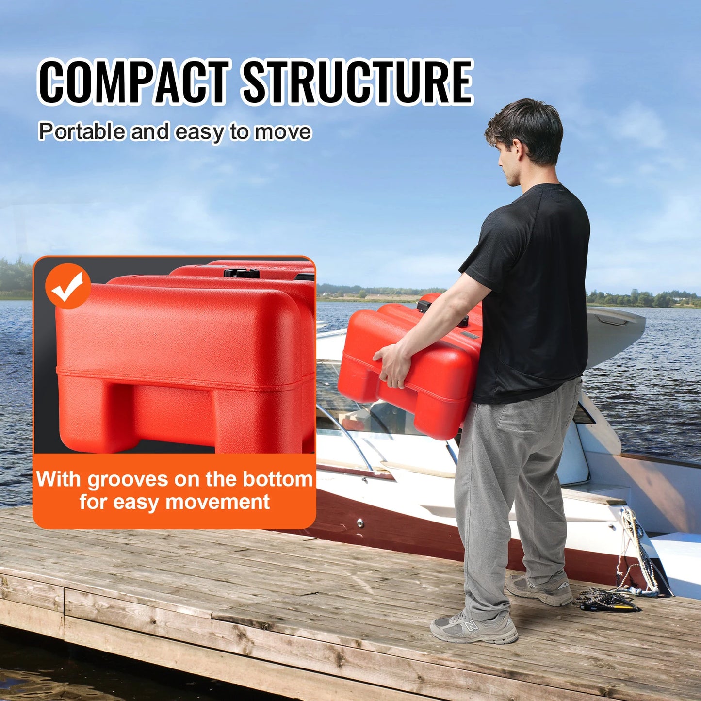 SucceBuy 3/6/12Gal Marine Fuel Tank Portable Boat Fuel Gas Tank with Hose Easy to Carry for Yacht Outboard Engine Fishing Boats