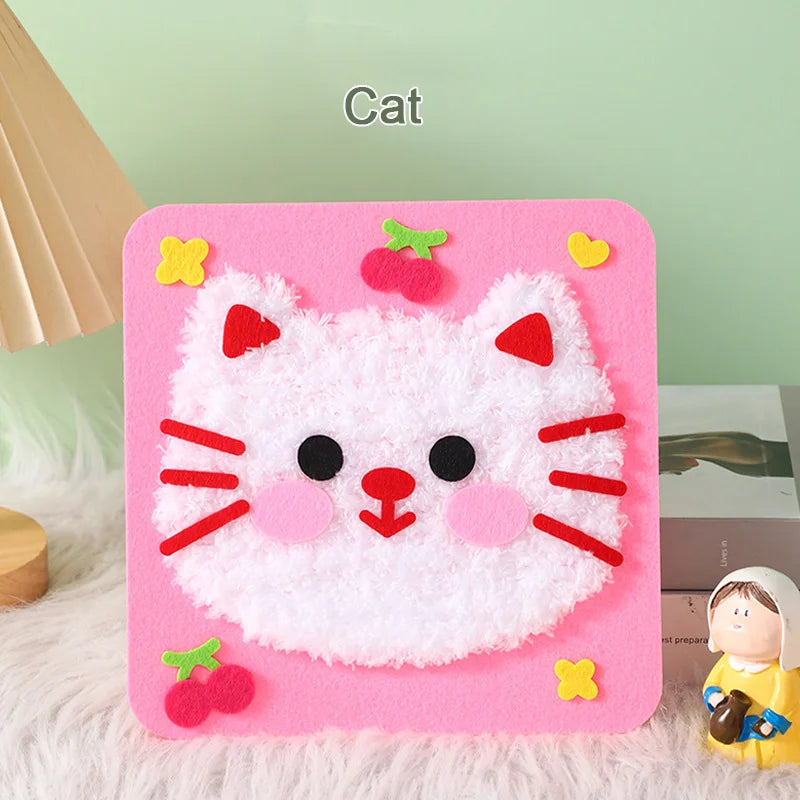 DIY Cartoon Animal Embroidery Doll Kits Fun Non-woven Fabric Threading Sewing Boards Kids Children Handmade Crafts Toys Gifts