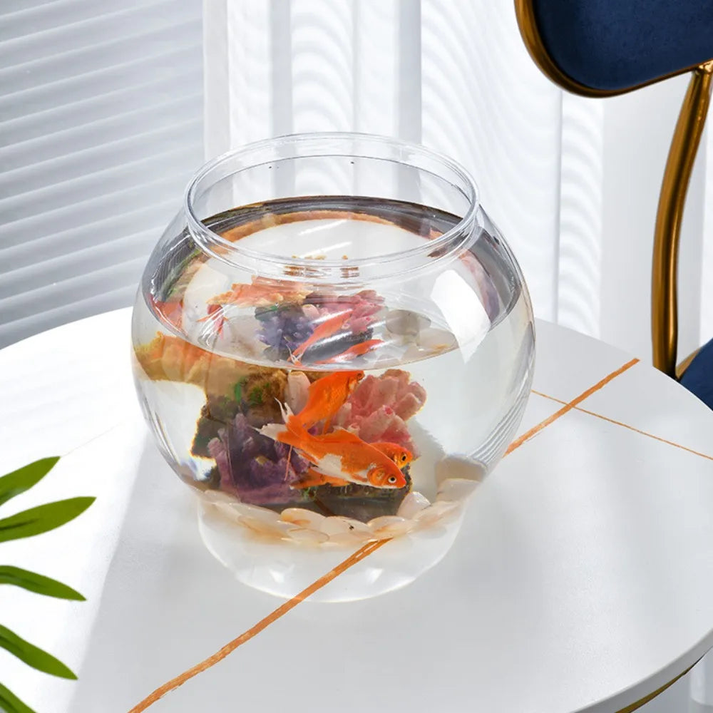 Home Decor Clear Transparent Round Fish Tank Plastic Small Fish Bowl creative light luxury Desktop Aquarium Bowl Living Room