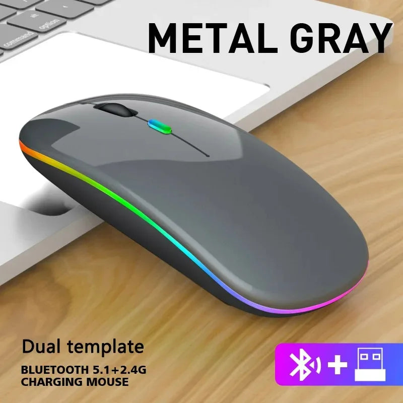 Bluetooth 2.4G USB Wireless Mouse Ergonomic Silent Gaming Mouse Portable Rechargeable RGB Backlight Mouse For Computer Laptop PC