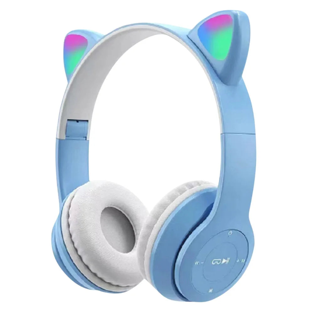 Wireless Bluetoot 5.0 Headphones Cat Ear Gaming Headset Glow Light Helmets Cute Sports Music Headsets For Children Girl Gifts