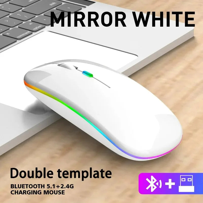 Bluetooth 2.4G USB Wireless Mouse Ergonomic Silent Gaming Mouse Portable Rechargeable RGB Backlight Mouse For Computer Laptop PC