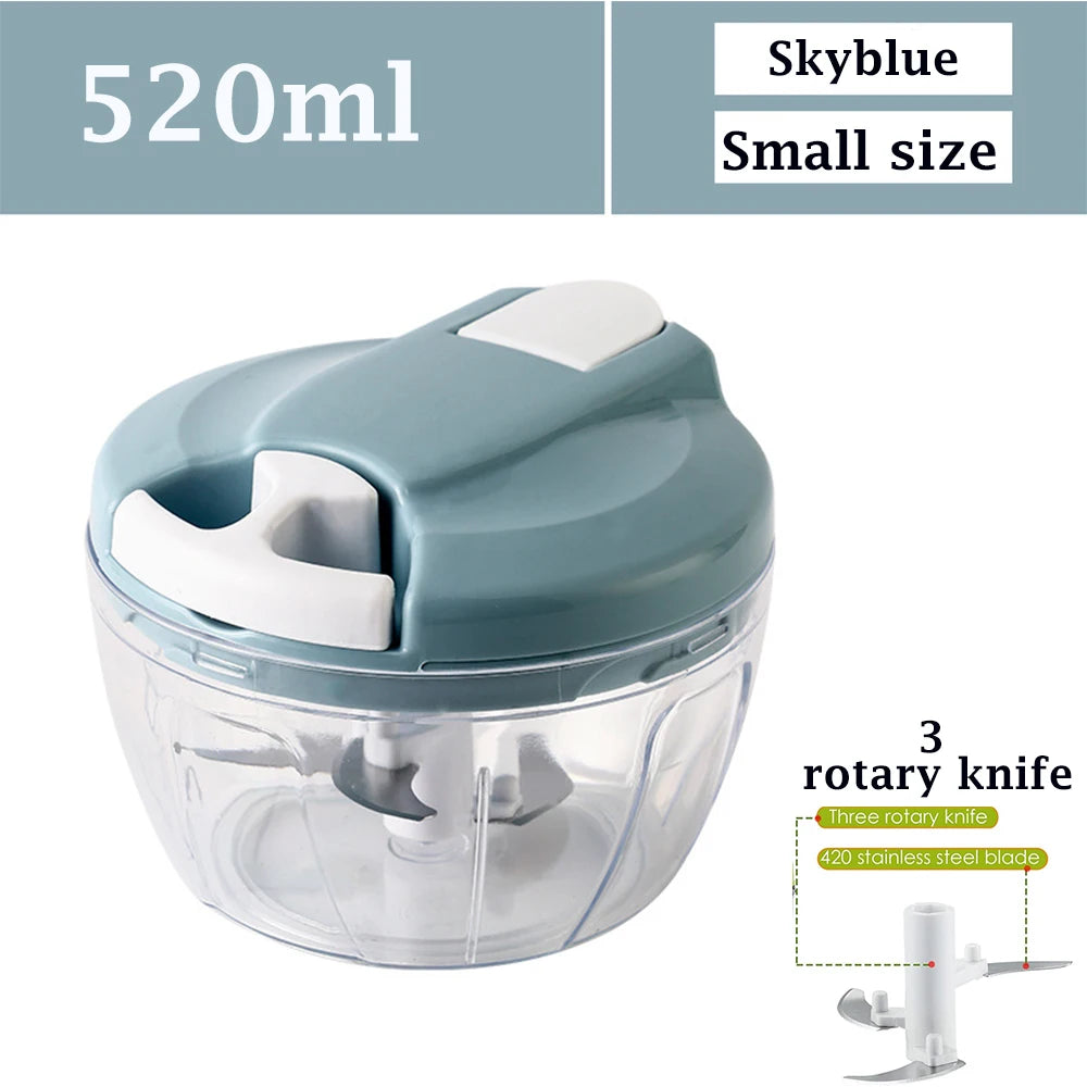 520ml/900ml Manual Food Processor Vegetable Chopper Hand Pull Mincer Blender Mixer For Garlic Fruits Nuts Onions Peppers Chopper