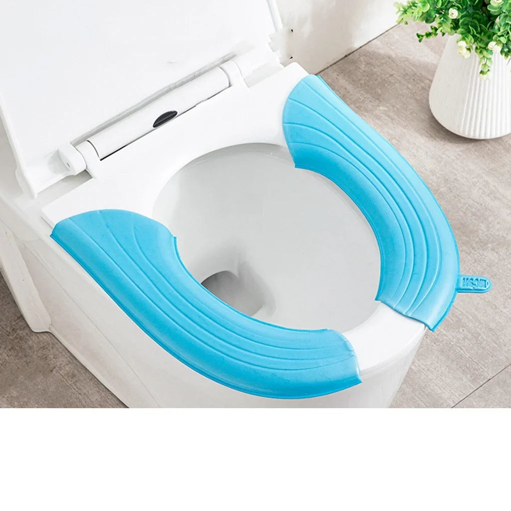 2Pc/Set Waterproof Toilet Seat Cover, Washable Universal Soft Toilet Seat Cushion, Solid Color Bathroom Accessories