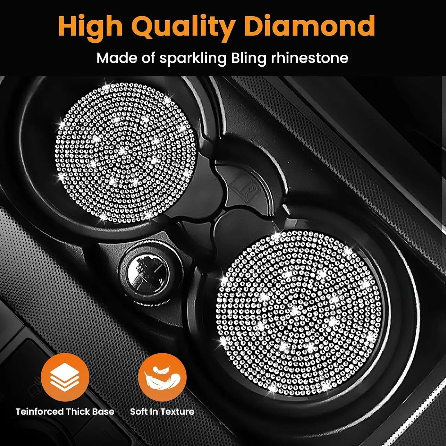 2pcs Bling Creative Auto Car Accessories For Woman Rhinestone Anti Slip Universal Cup Holder Diamond Car Coaster