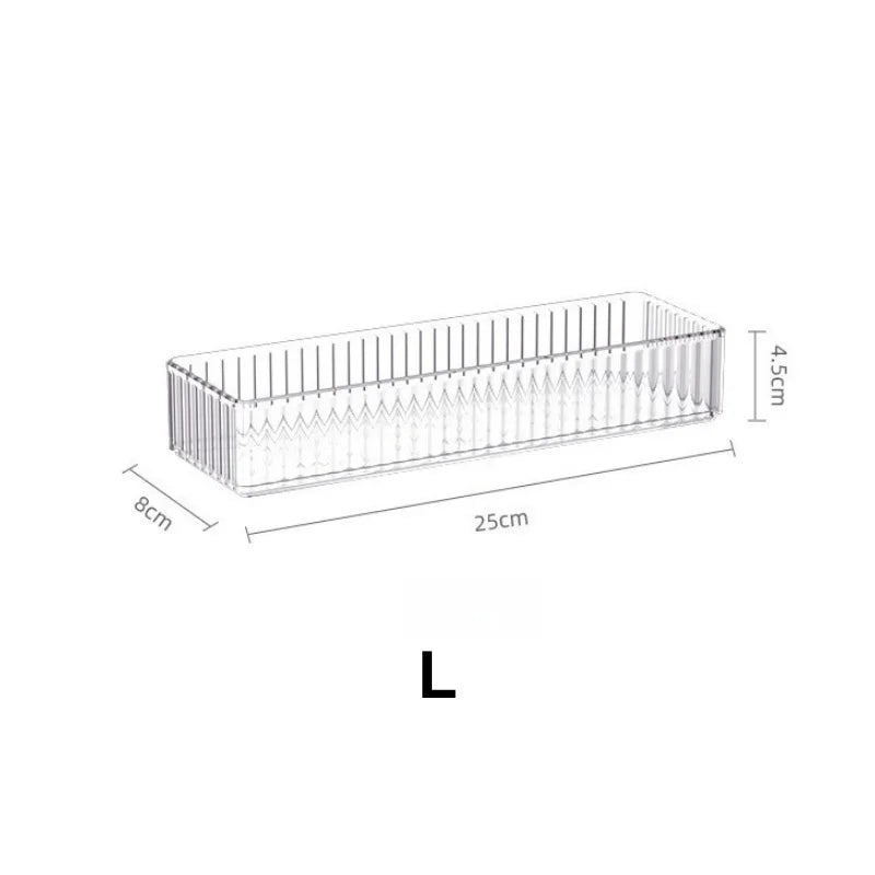 Clear Drawer Organizer Stackable 4 Size Clear Makeup Drawer Organizer Trays Acrylic Bathroom Vanity Storage Bins