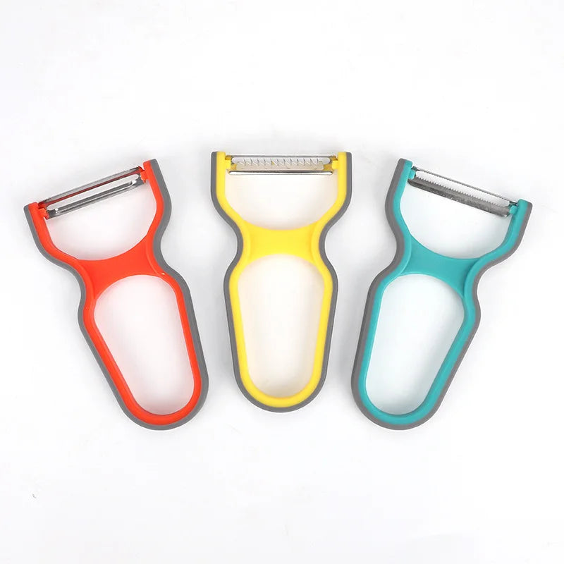 3Pcs Stainless Steel Multi-Function Potato Peeler Fruit Vegetable Chopper Mini Spud Slicer Grater Set Random Color Kitchen Tools