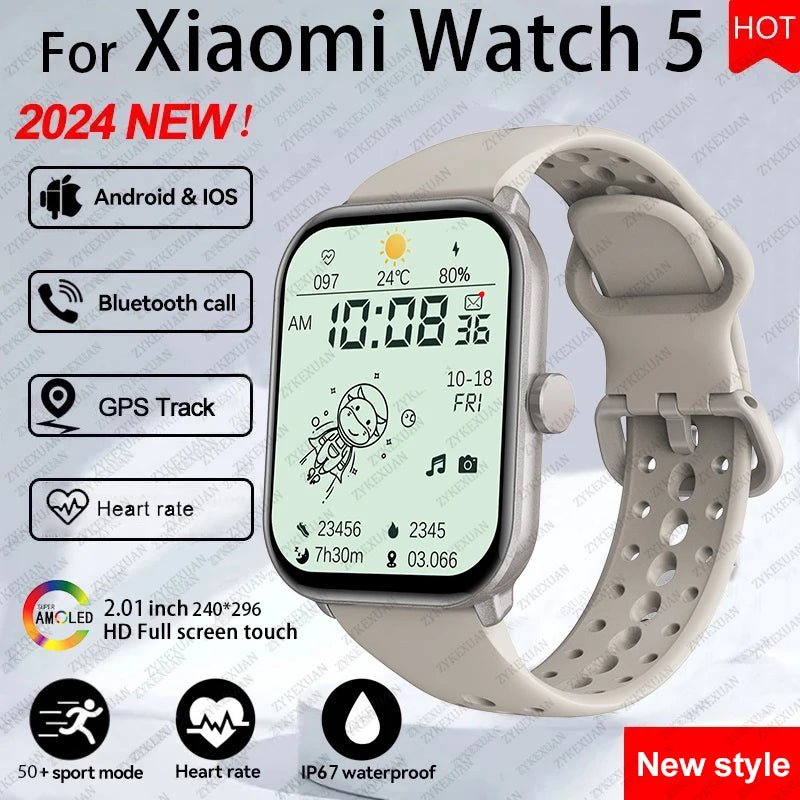 Watch 5 Smart Watch Men HD AMOLED Screen Fitness Tracker Heart Rate Bluetooth Call GPS Track Waterproof Sports SmartWatch Women