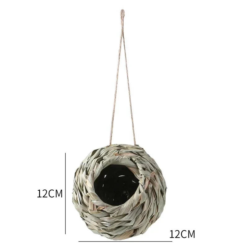 Birds Nest Bird Cage Grass Egg Cage Bird House Outdoor Decorative Weaved Hanging Parrot Nest Houses Pet Bedroom