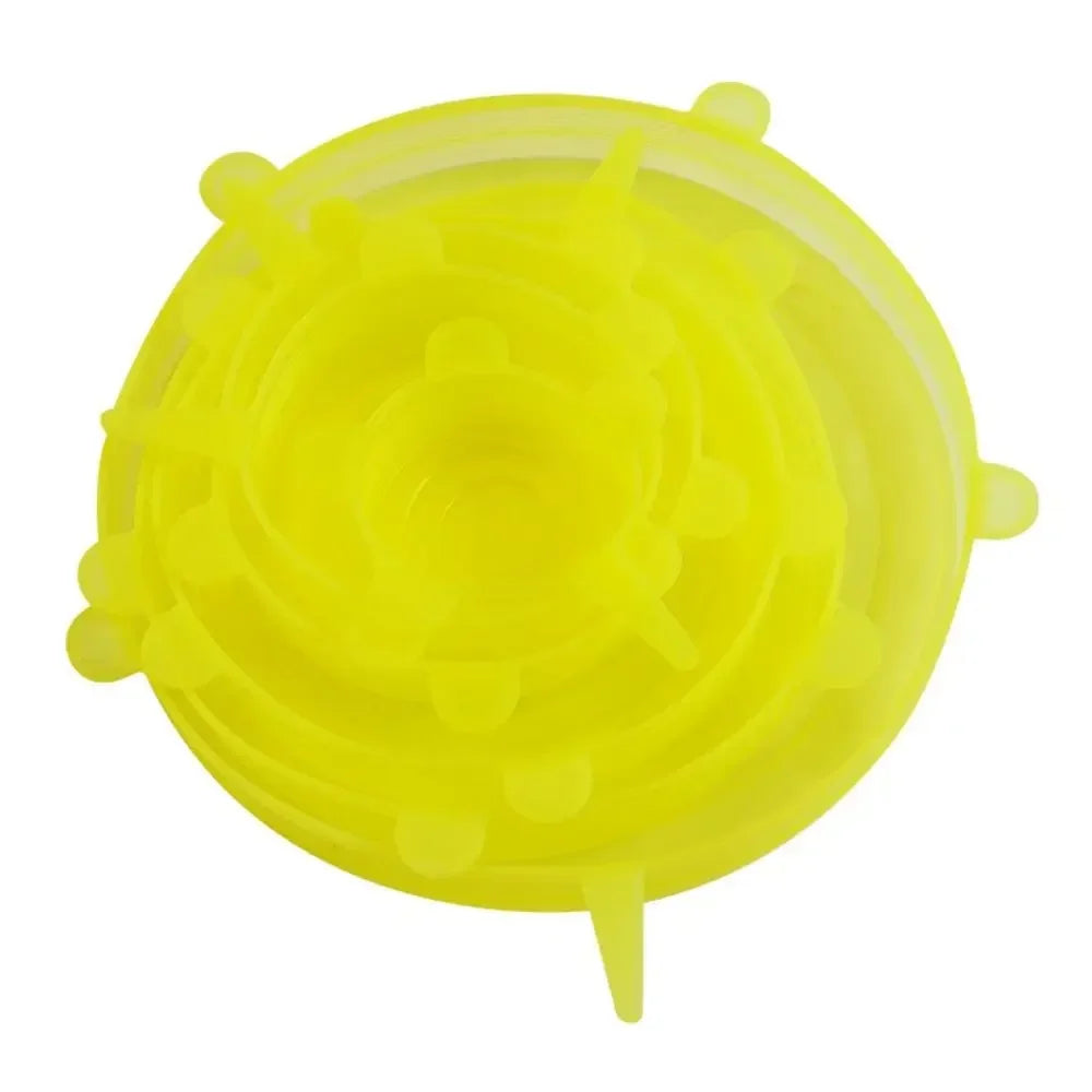 6PCS New Reusable Fresh-keeping Cover Kitchen Gadgets Non-slip Silicone Lids Stretch Bowl Cap
